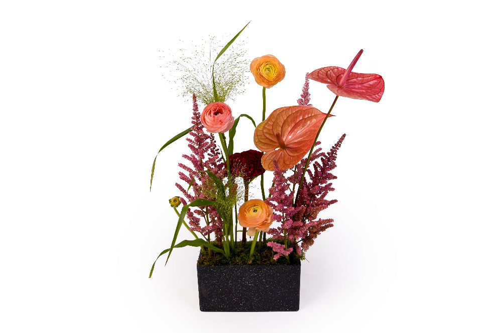 Rectangular vase flower arrangements
