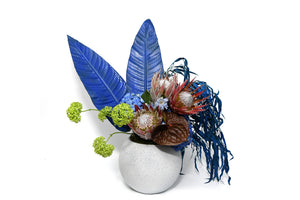 Be My Boy Electric Blue King Protea Sculpture - Brutalist Stone Bloombox Flowers Delivery Dubai